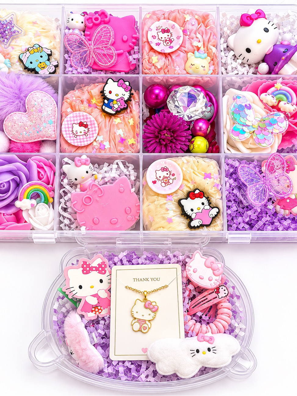Sensory Fidget Hello Kitty Pink Purple Accessory Set With Homemade Playdoh